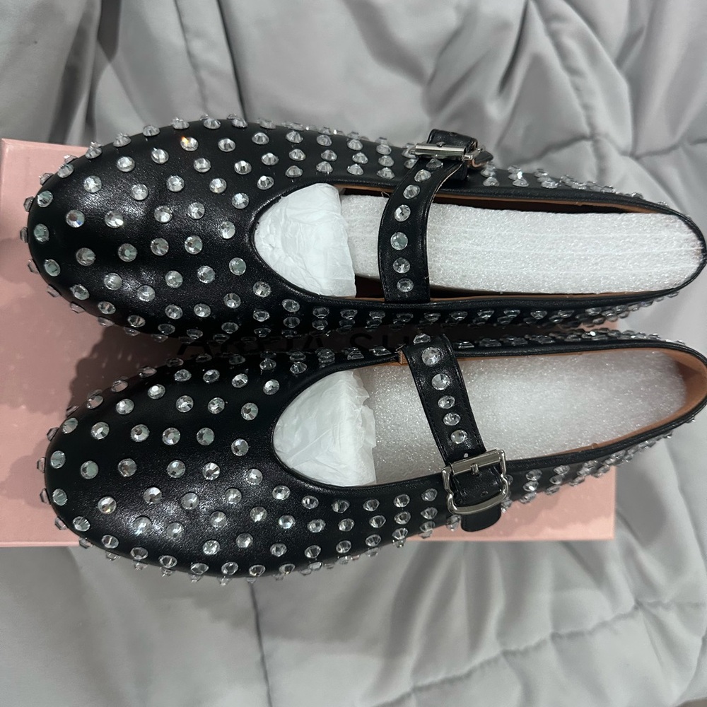 Black Studded Flats